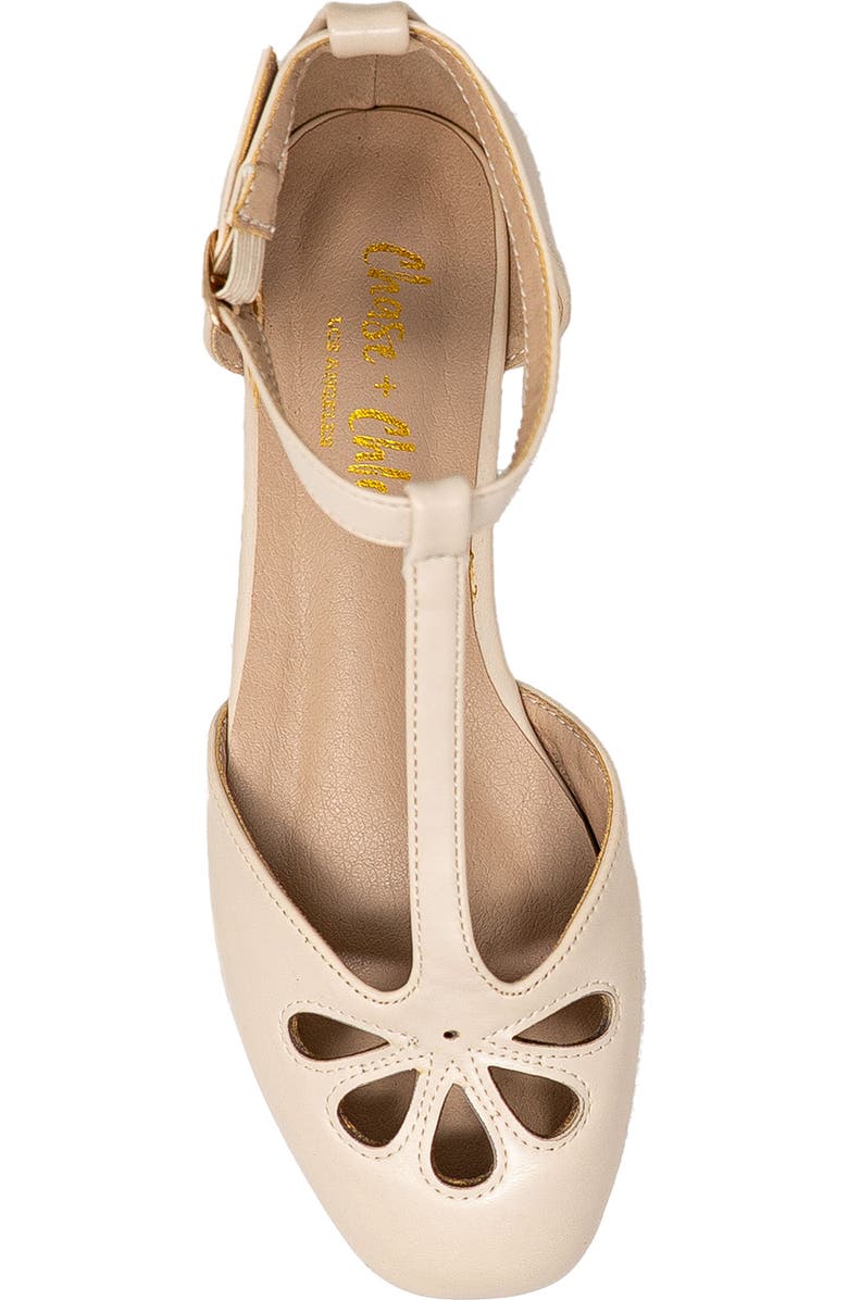 CHASE AND CHLOE Fergie T-Strap Ballerina Flat, Alternate, color, Beige