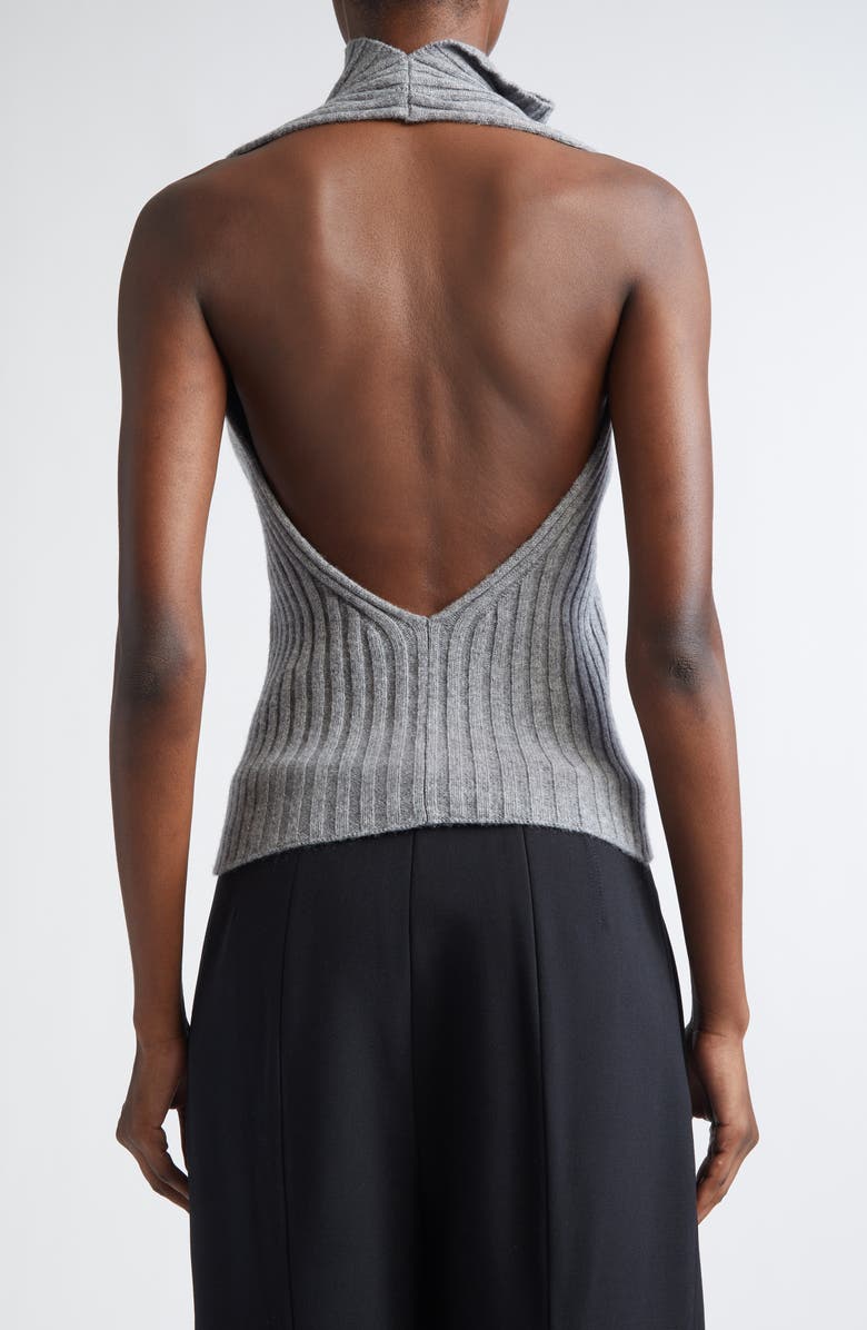Victoria Beckham Draped Sleeveless Lambswool Blend Sweater, Alternate, color, Grey Melange