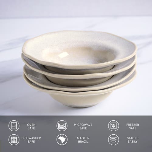Porto Brasil Dessert/deep Rim Plate Set Of 4 In Neutral