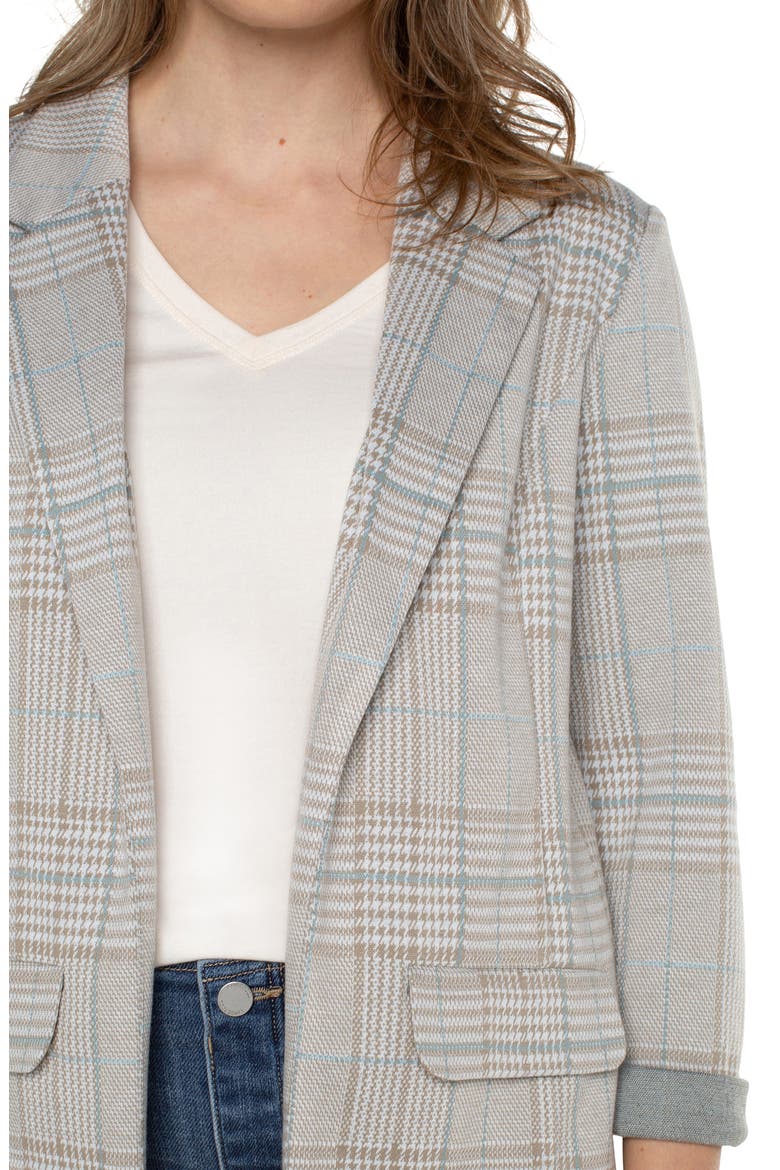Plaid Boyfriend Blazer, Alternate, color, OATMEAL TURQUOISE PLAID