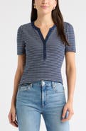 Caslon® Striped Pointelle Henley Tee