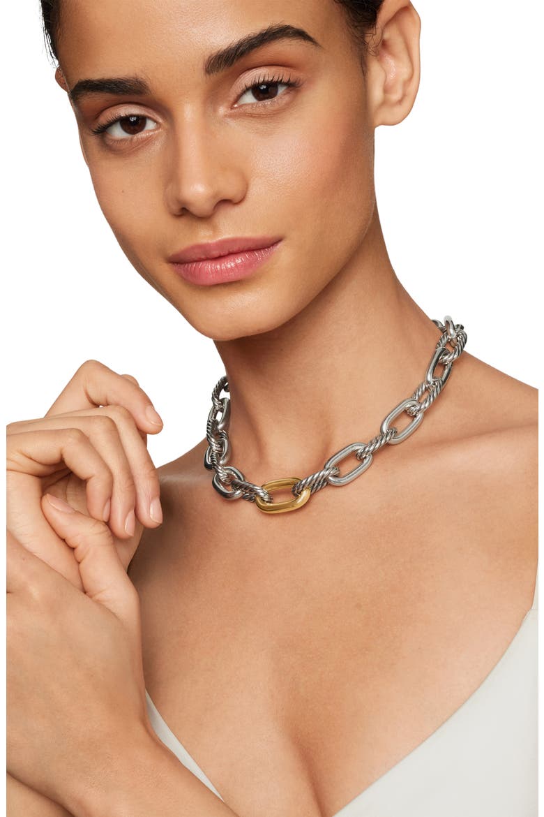 DY Madison® Chain Necklace in Sterling Silver with 18K Yellow Gold, 13.5mm, Alternate, color, SILVER/ GOLD