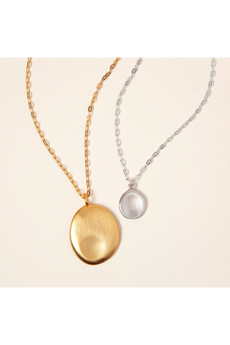 Worry Stone Pendant Necklace by Leesa Storfer, Alternate, color, Silver-Plated