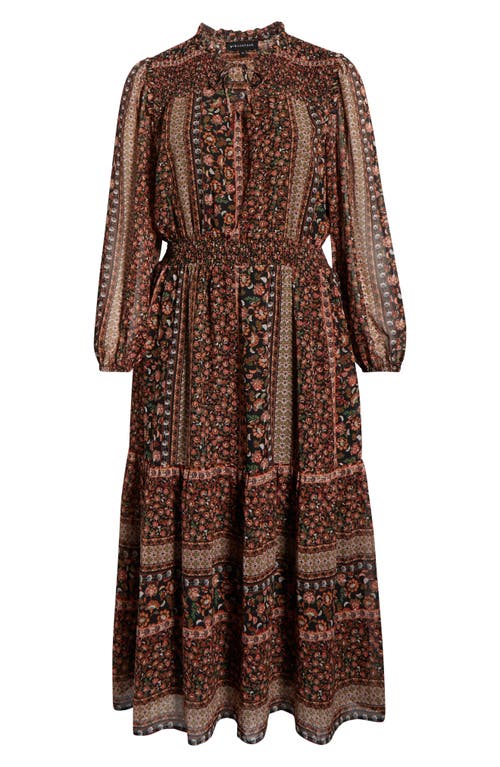 Gibsonlook The Leyla Print Smocked Long Sleeve Maxi Dress In Multi