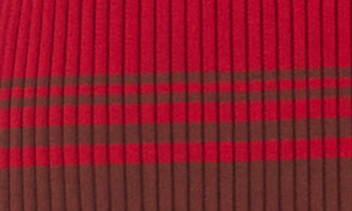 1.state Stripe Long Sleeve Button Front Sweater Dress In Burgundy