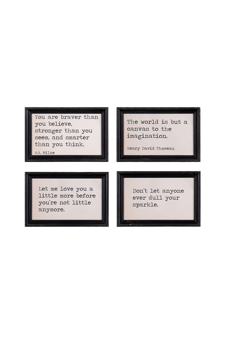 Storied Home Wall Décor with Framed Inspiration Sentences, Main, color, Black