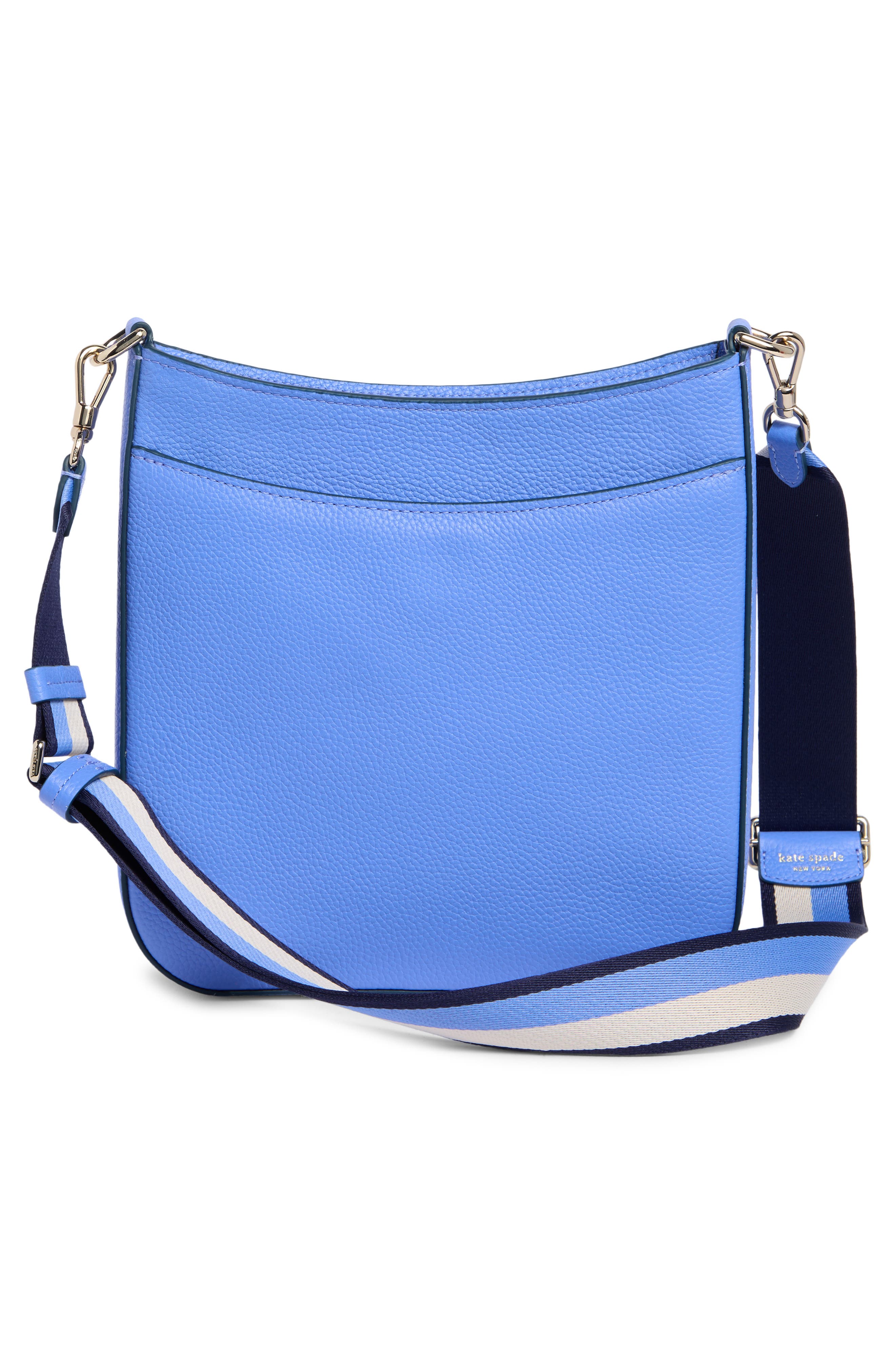 hudson pebble leather messenger bag, Alternate, color, DARK PERIWINKLE