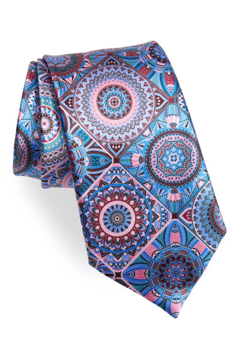 ZEGNA Medallion Silk Tie, Main, color, PINK