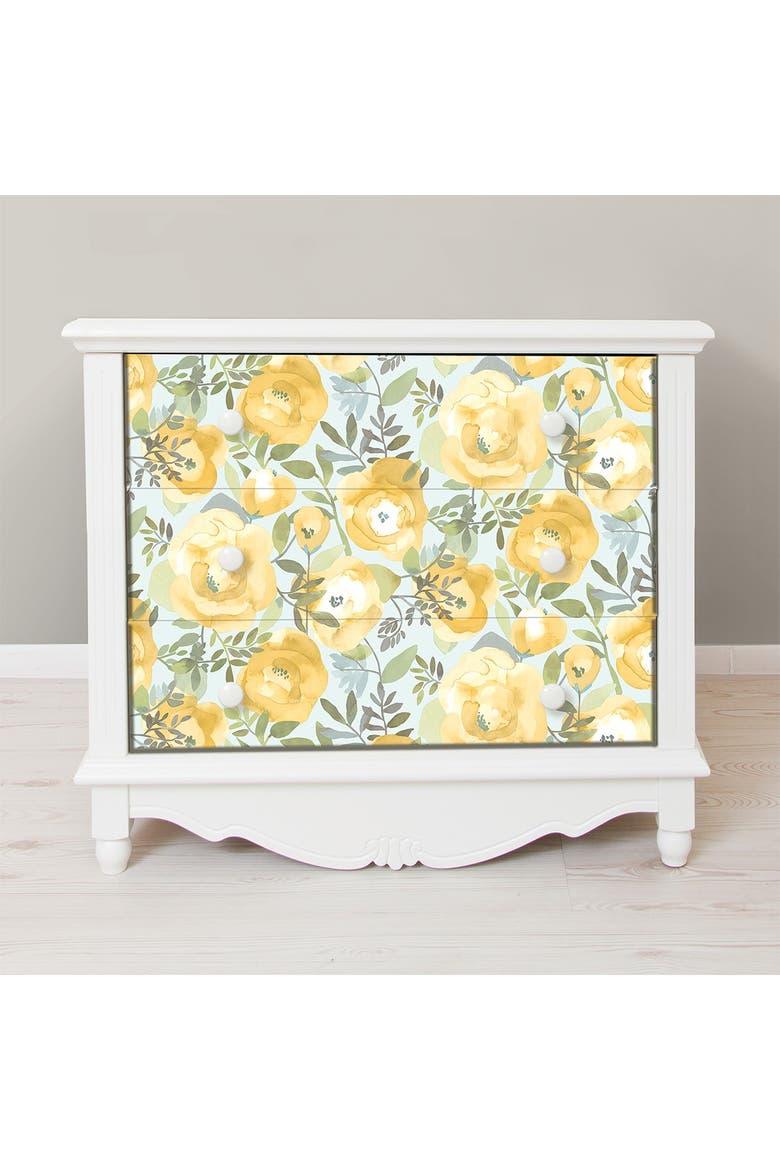 Peachy Keen Yellow Peel & Stick Wallpaper, Alternate, color, YELLOW