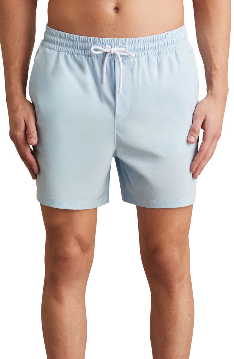 Reiss Cliff Water Resistant Swim Trunks, Main, color, Soft Blue