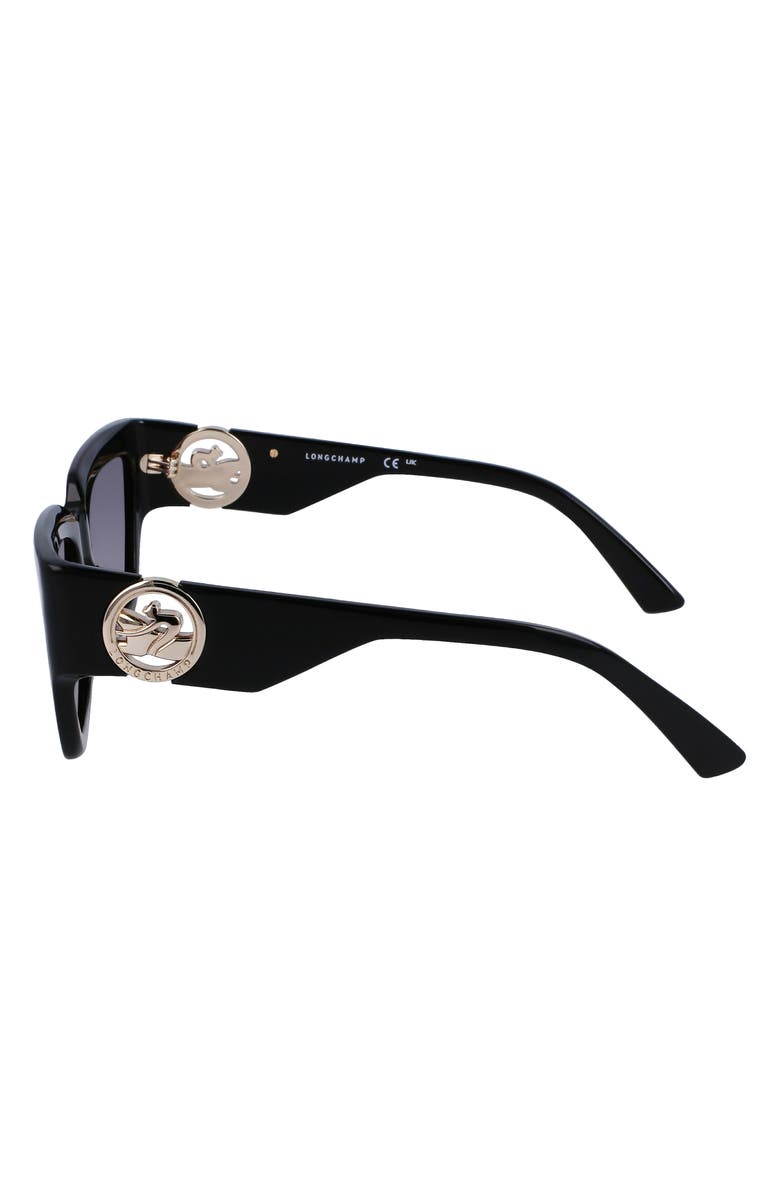 Longchamp 55mm Rectangular Sunglasses, Alternate, color, Black