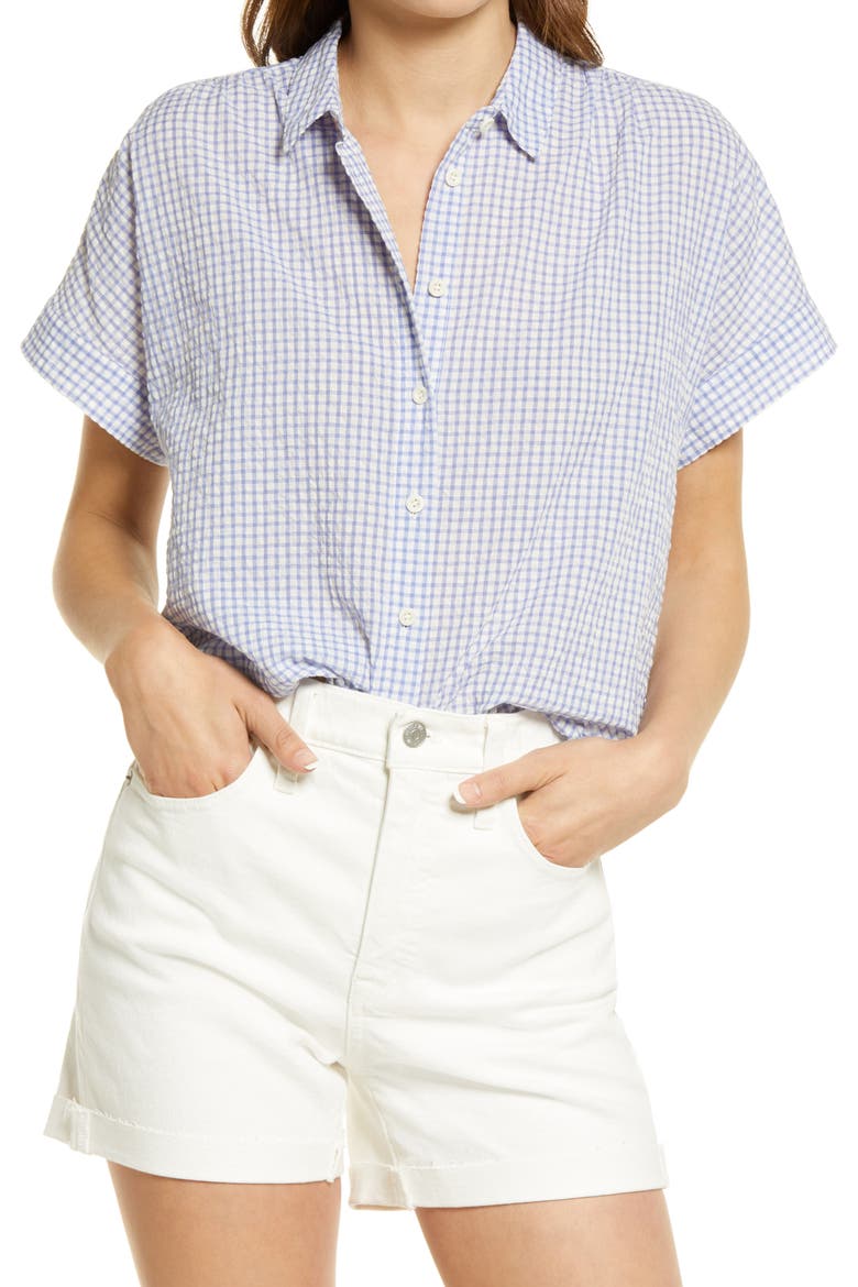 Women's Hilltop Gingham Check Seersucker Shirt, Main, color, SUMMER PERI