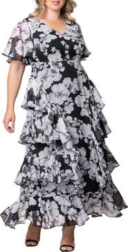 Kiyonna Tour de Flounce Tiered Maxi Dress