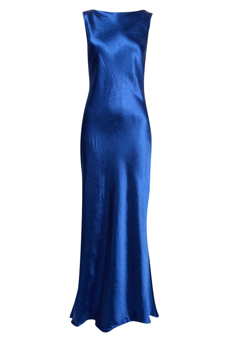 Cowl Back Satin Gown, Main, color, COBALT