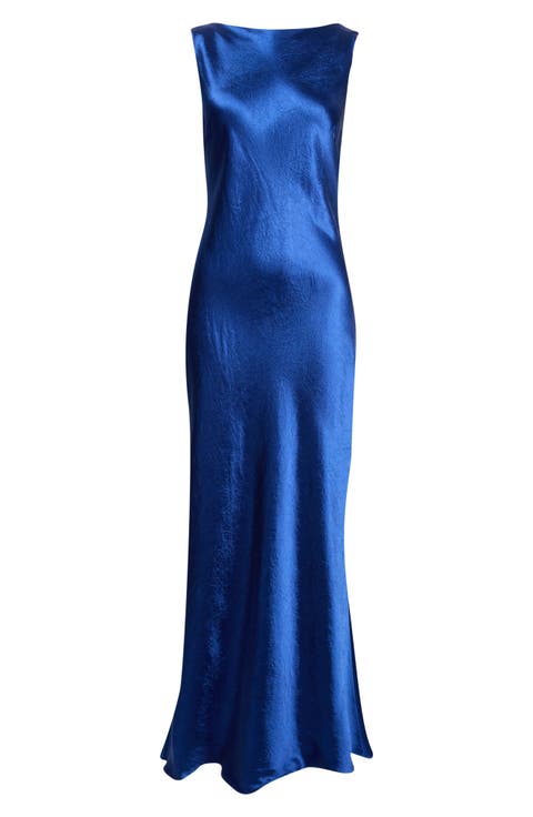 Cowl Back Satin Gown