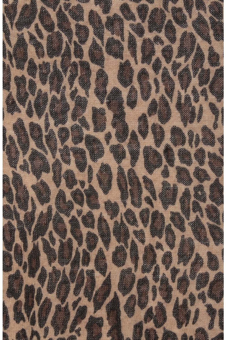 Leopard Print Wool Blend Scarf, Alternate, color, BROWN