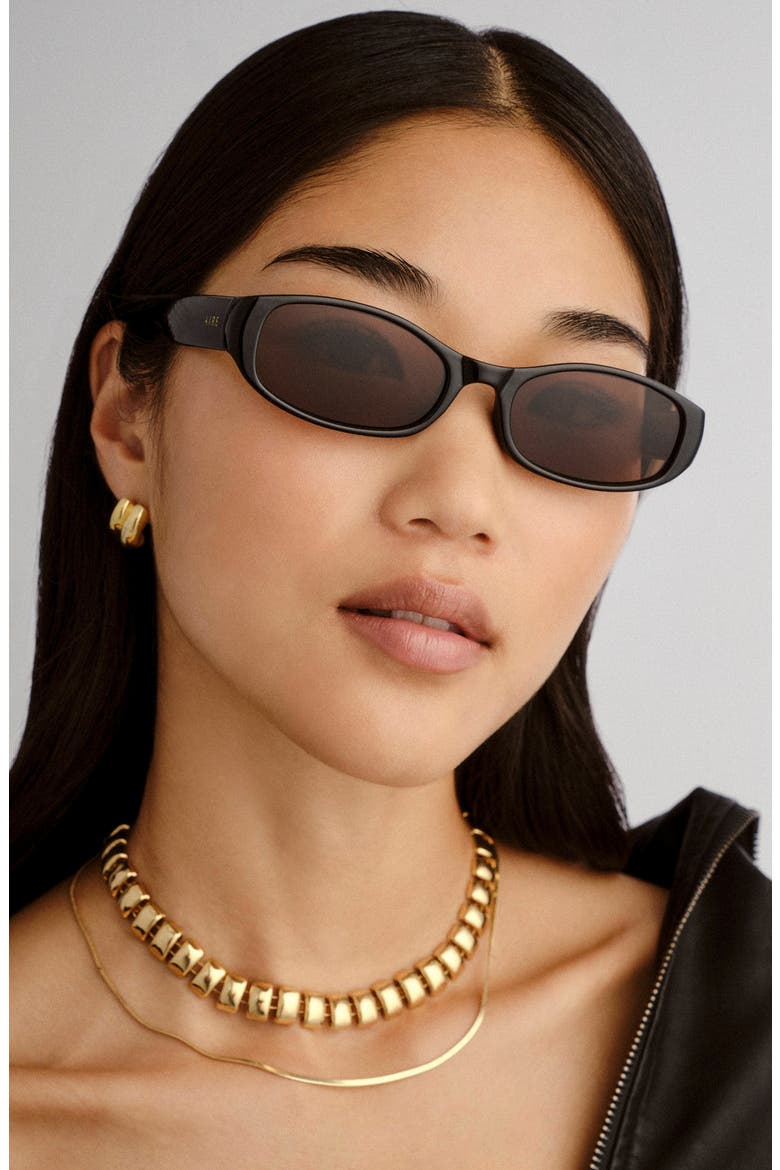 Caellum 52mm Oval Sunglasses, Alternate, color, BLACK