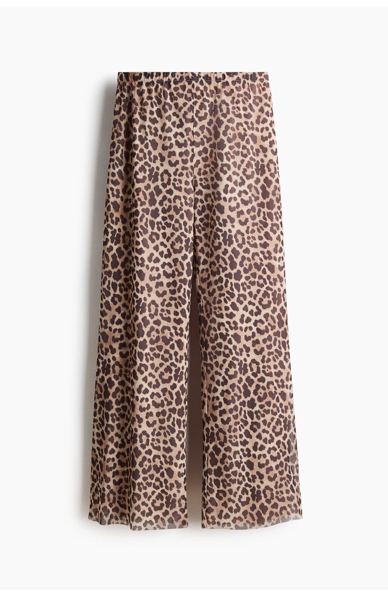 H&M Mesh Pull-on Trousers, Main, color, Light Beige/Leopard Print