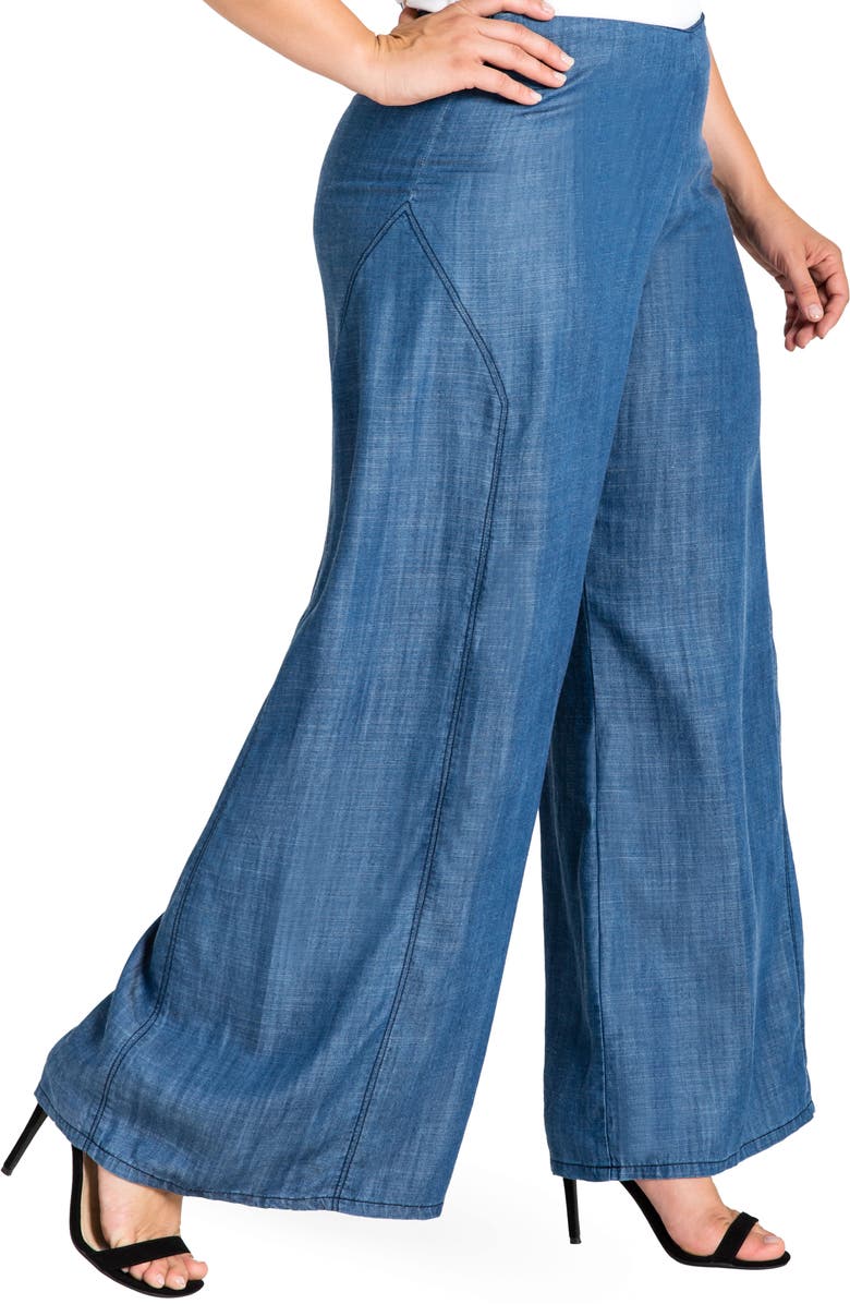 Standards & Practices Perry Tencel<sup>®</sup> Denim Palazzo Pants, Alternate, color, Almost Rinsed