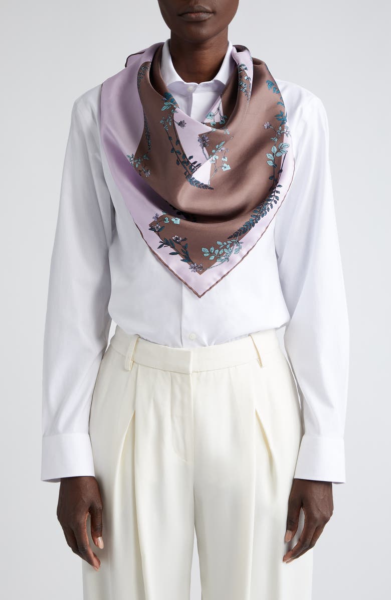 Lafayette 148 New York L Beam Floral Print Silk Square Scarf, Main, color,