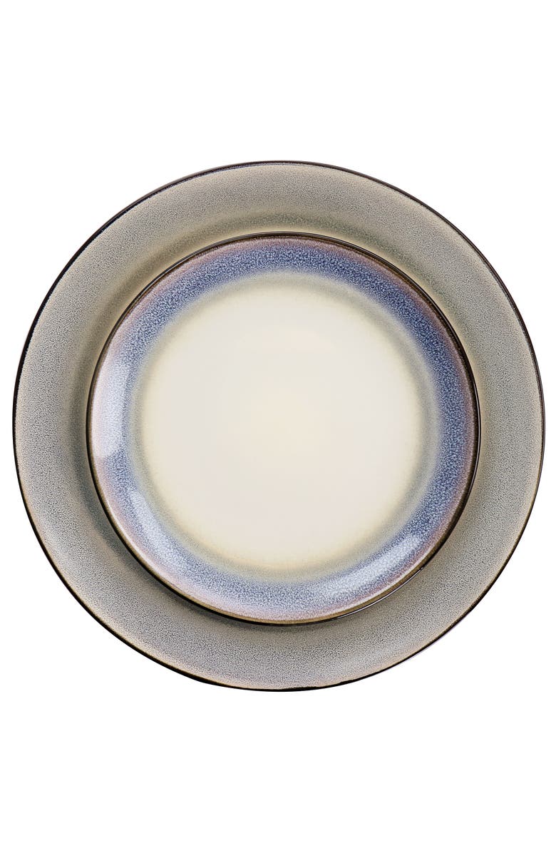 Gibson Elite Rings of Saturn 16 Piece Reactive Glaze Stoneware Dinnerware Set, Alternate, color, Blue