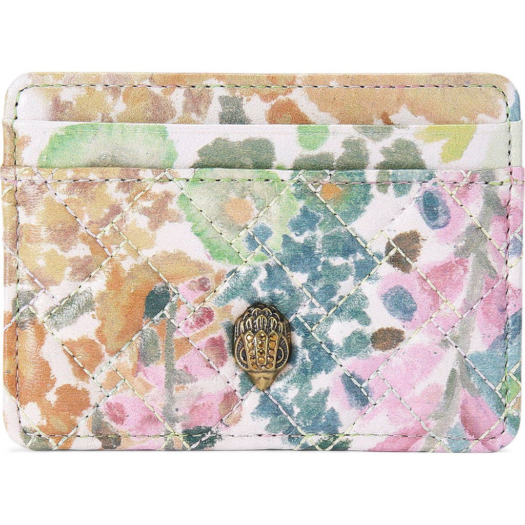 Kurt Geiger London Kensington Floral Couture Quilted Leather Card Holder In Floral Multi