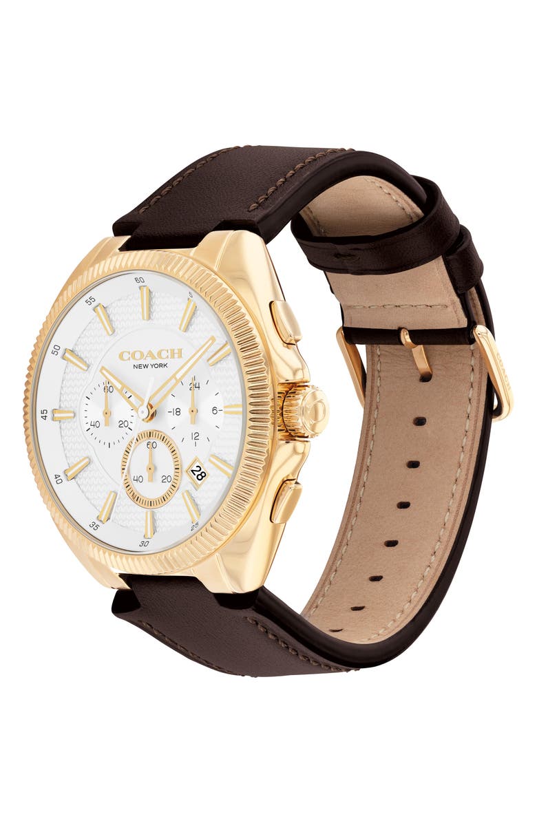 COACH Jackson Chronograph Leather Strap Watch, 44mm, Alternate, color, White