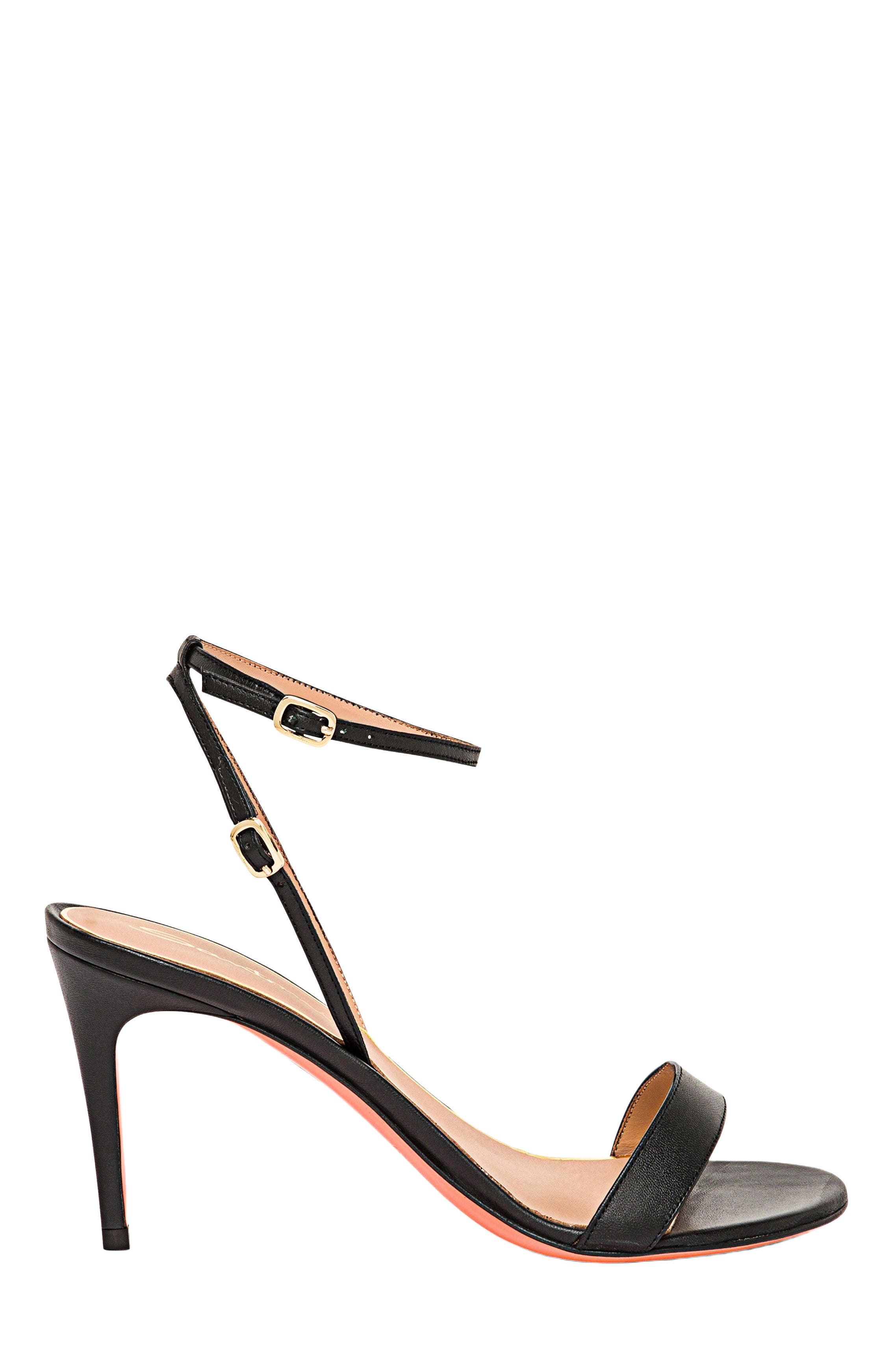 Santoni Leather high-heel sandal, Alternate, color, Black