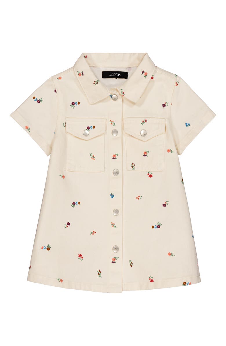 Joe's Jeans Kids' Floral Short Sleeve Denim Shirtdress, Main, color, Off White