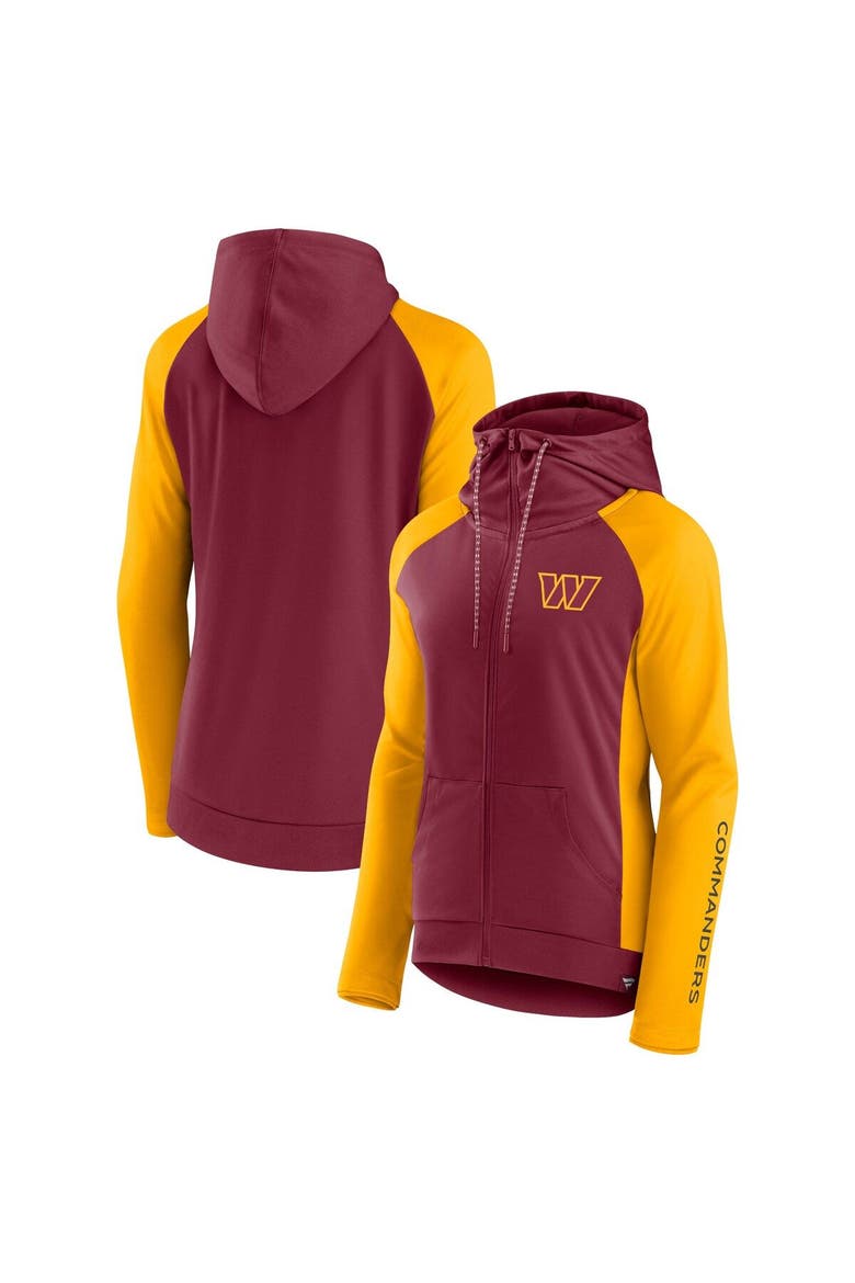 Women's Fanatics Burgundy/Gold Washington Commanders End Around Lightweight Raglan Full-Zip Hoodie Jacket, Main, color, Burgundy