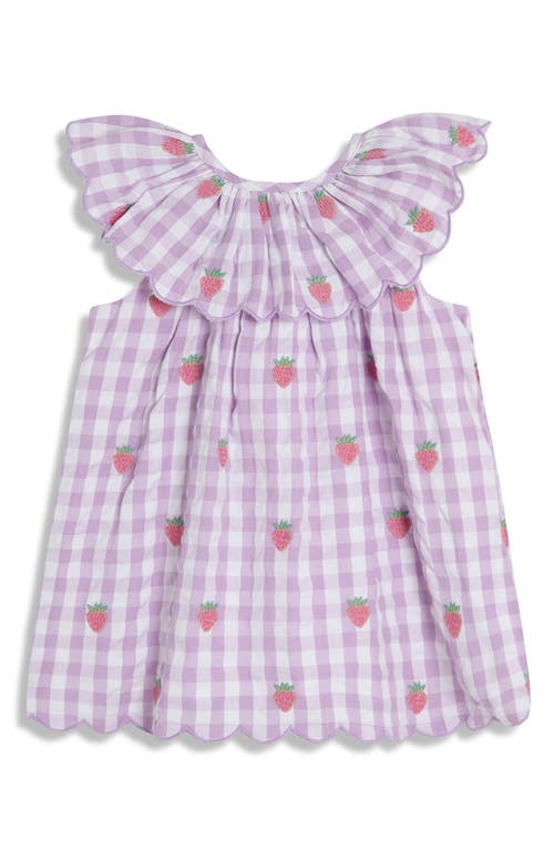 Jojo Maman Bébé Jojo Maman Bebe Strawberry Embroidered Dress, Hat & Bloomers Set In Purple
