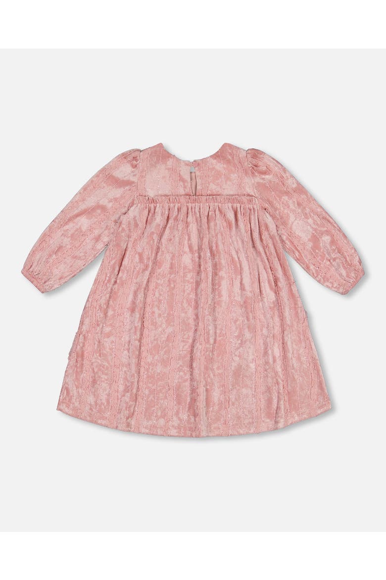 Girl's Long Sleeve Velvet Dress With Frills Light Pink, Alternate, color, Silver Pink