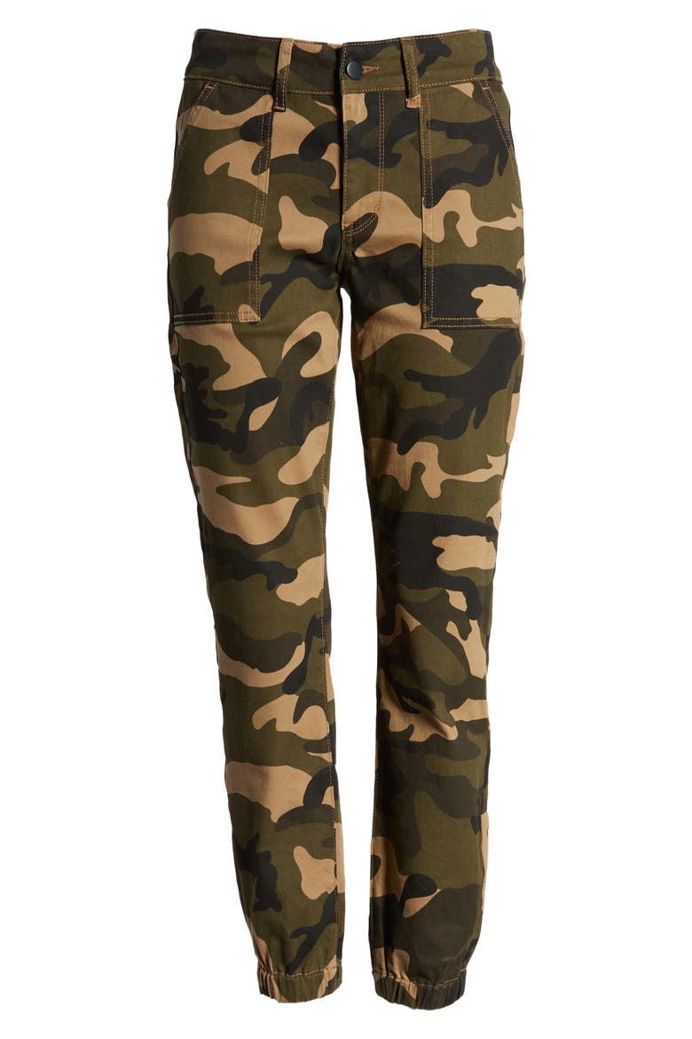 Camo Stretch Denim Joggers, Alternate, color, BEIGE