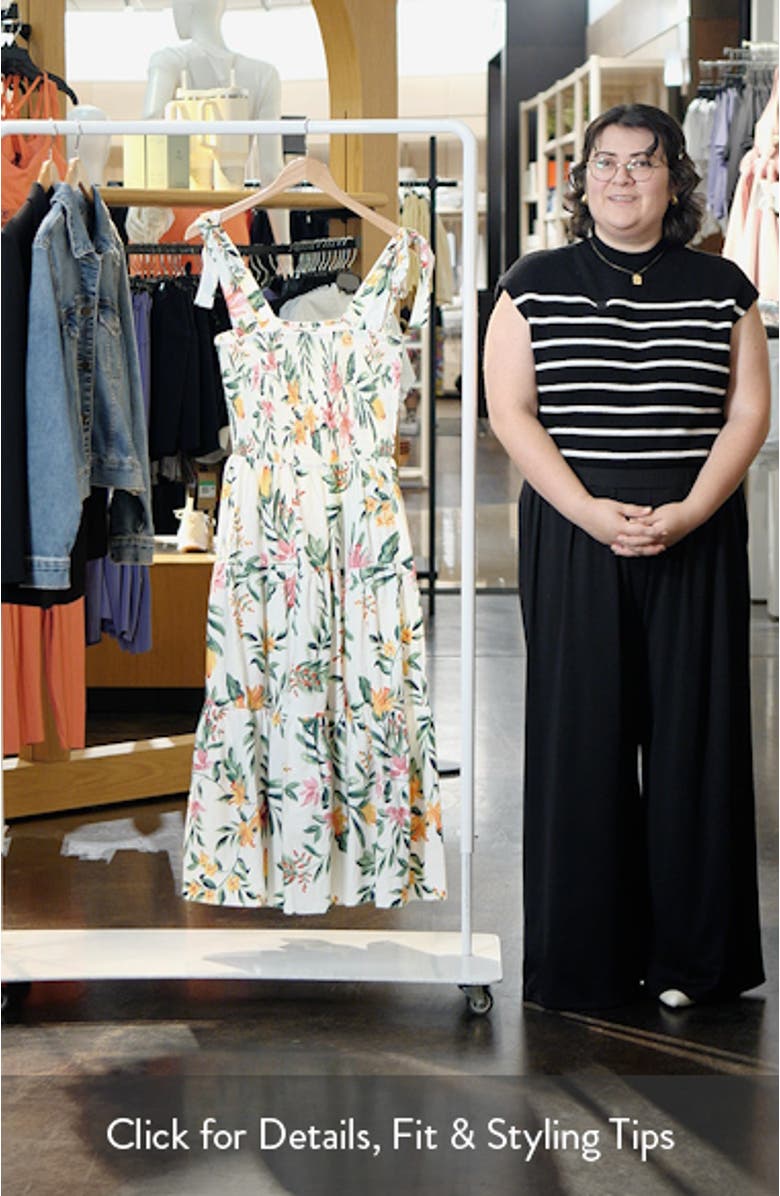 Haven Smocked Floral Cotton Midi Dress, sales video thumbnail