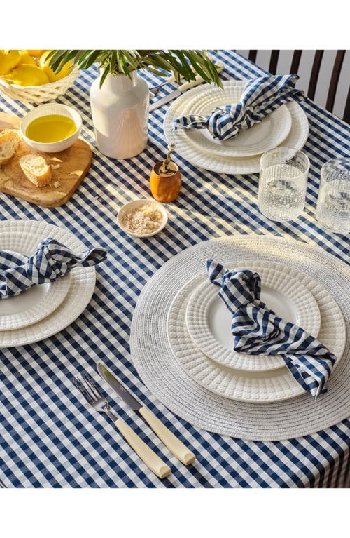Petite Plume Set Of 4 Gingham Cotton Napkins In Navy