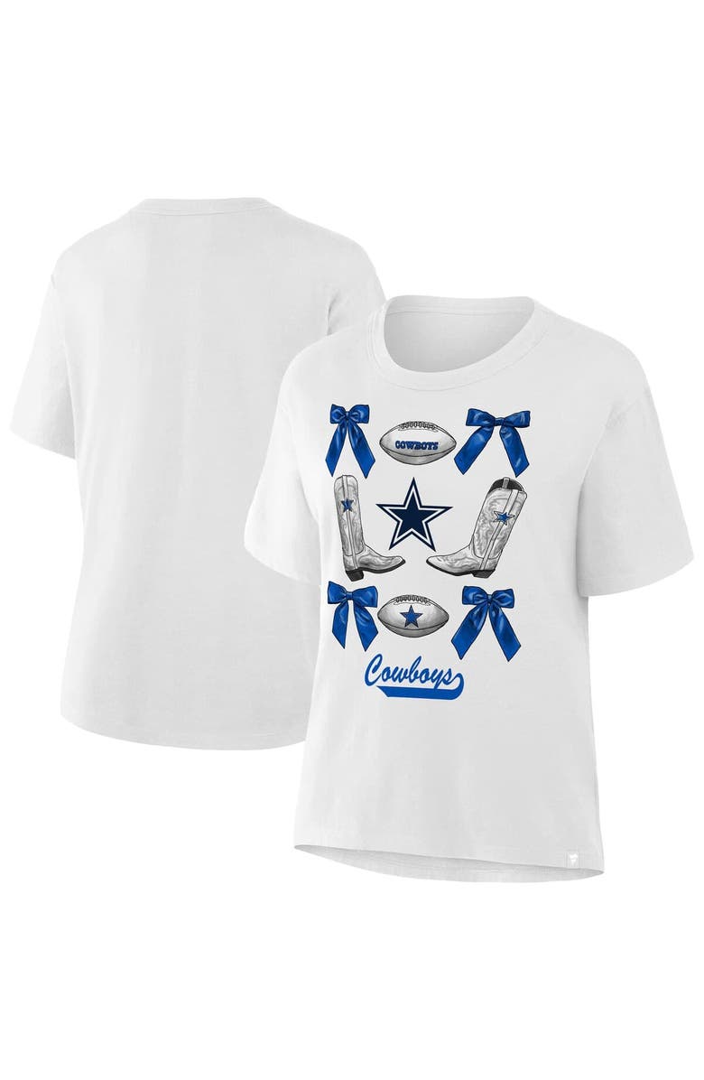 NFL Women's White Dallas Cowboys Coquette Bow and Boots T-Shirt, Main, color, 