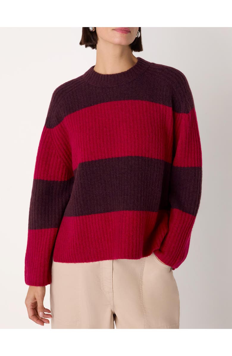 Whistles Wool Mix Wide Stripe Knit Sweater, Alternate, color, Red/Multi