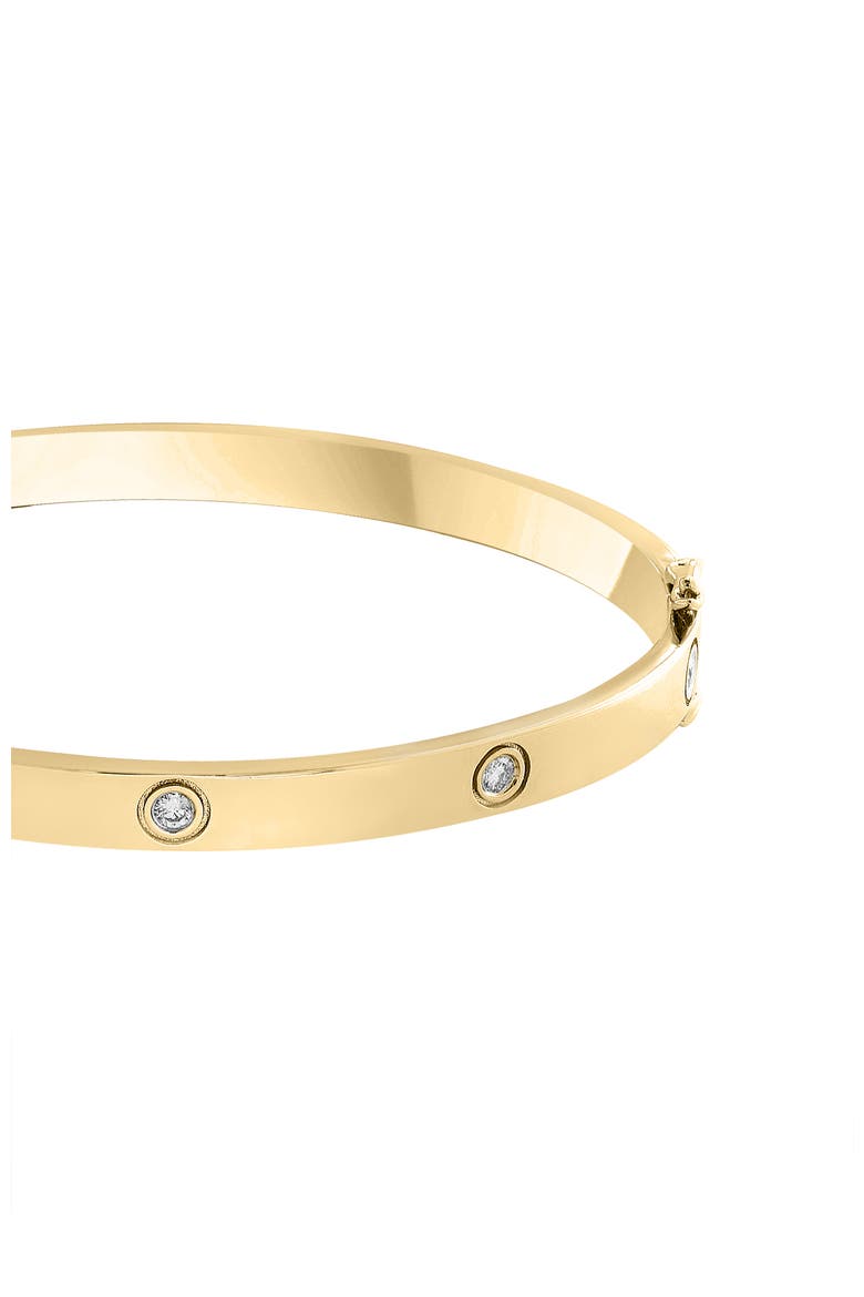 925 Gold Plated Silver Diamond Station Bangle, Alternate, color, 14K Gold Plate