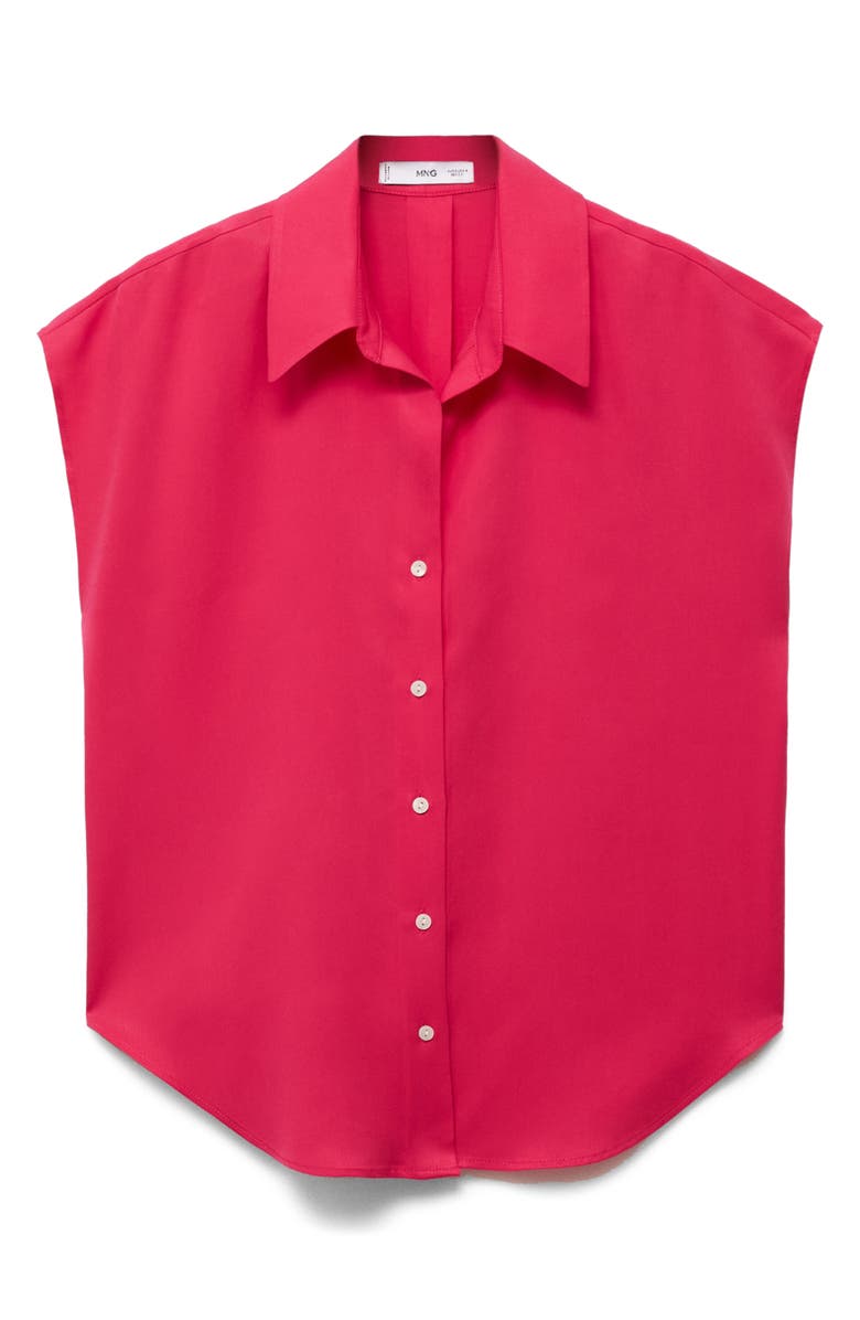 MANGO Cap Sleeve Button-Up Shirt, Alternate, color, Strawberry