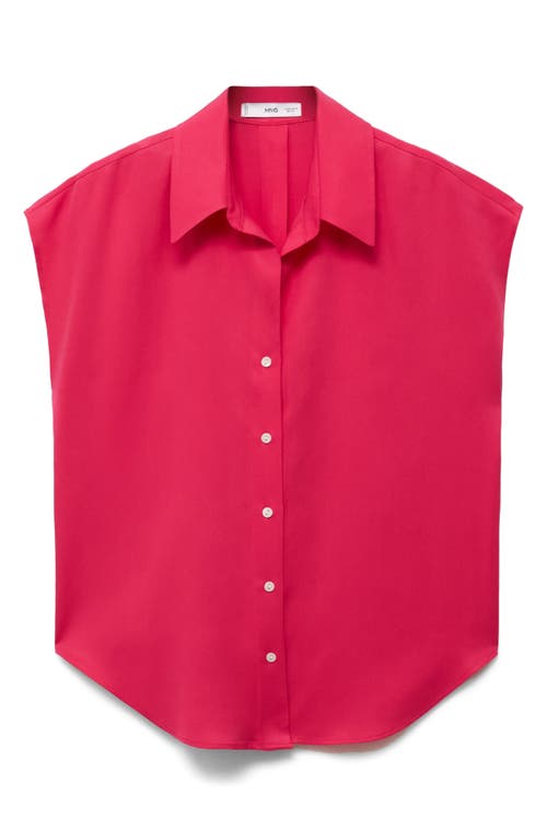 Mango Cap Sleeve Button-up Shirt In Pink