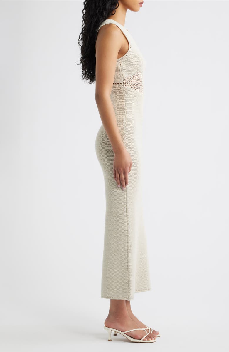 Torn by Ronny Kobo Melanie Crochet Body-Con Midi Dress, Alternate, color, Almond/ White