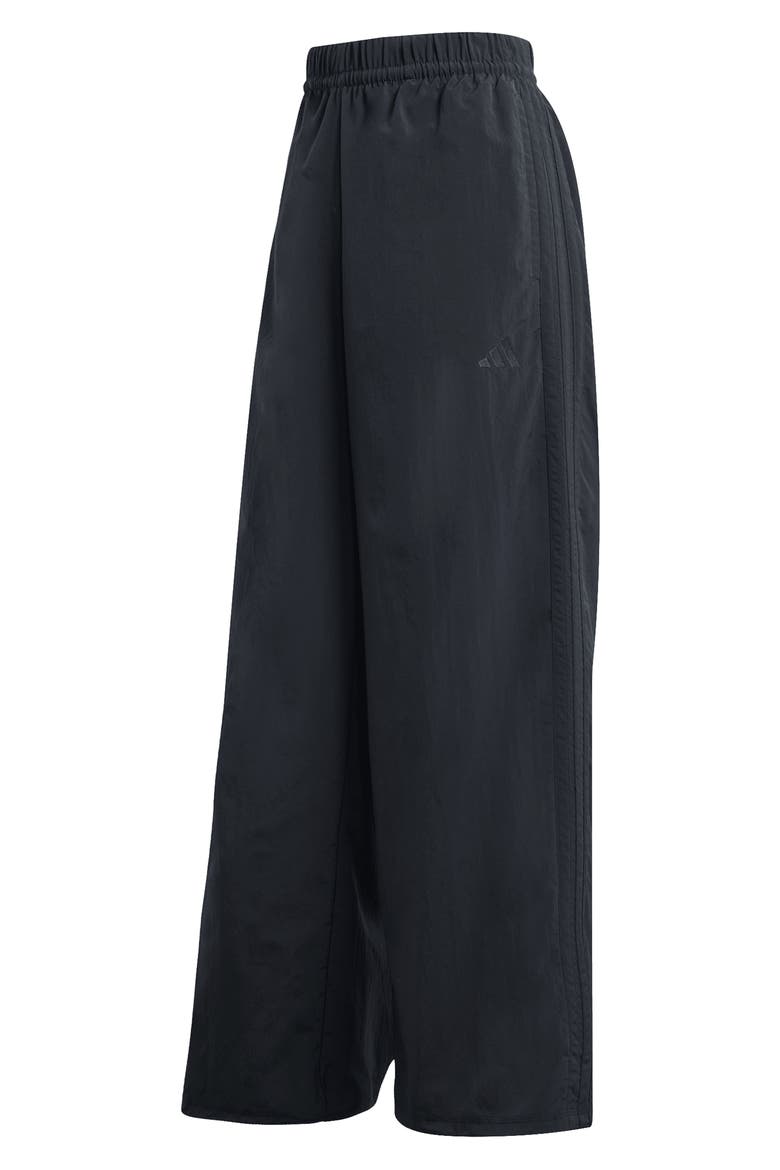 Iconic 3-Stripe Wide Leg Track Pants, Alternate, color, BLACK
