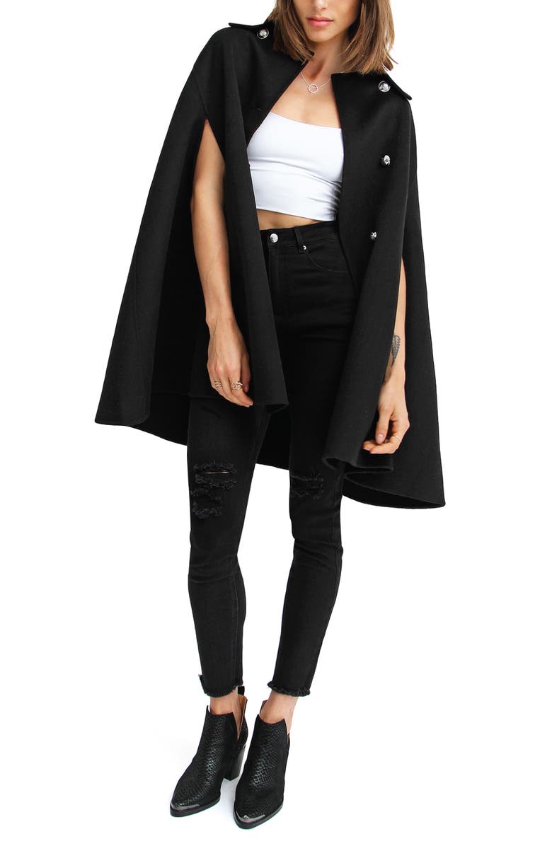 Belle & Bloom On My Mind Wool Blend Cape, Main, color,