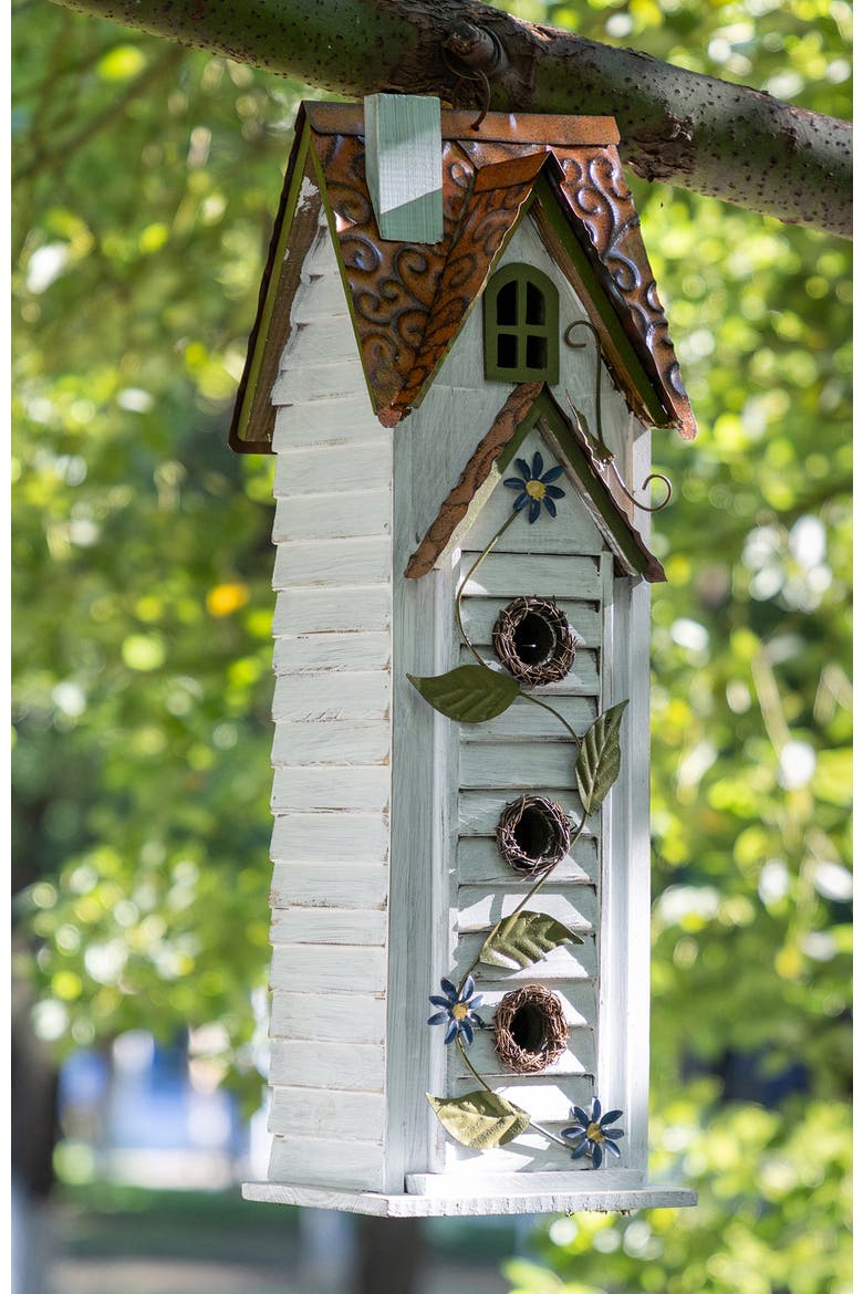 24.25"H Oversized 3-Tiered Solid Wood Villa Decorative Outdoor Garden Birdhouse, Alternate, color, White
