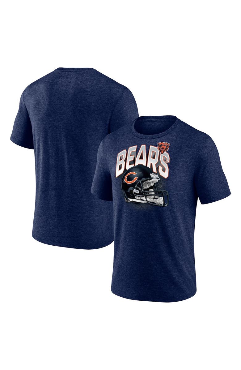 FANATICS Men's Fanatics Branded Heathered Navy Chicago Bears End Around Tri-Blend T-Shirt, Alternate, color, Heather Navy