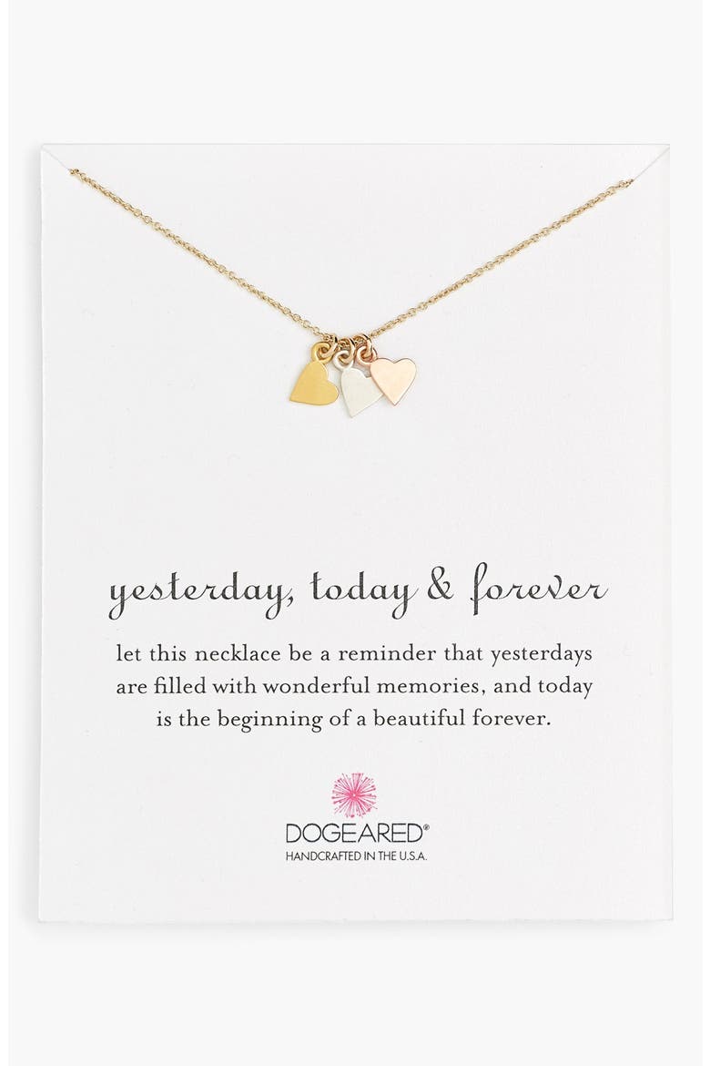 'Yesterday, Today, Forever' Charm Necklace, Main, color, GOLD/ SILVER/ ROSE GOLD