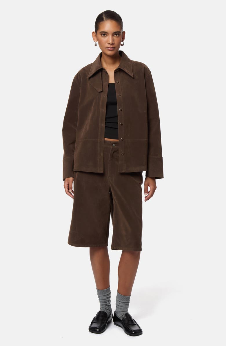 Apparis Ren Faux Suede Overshirt, Alternate, color, Dark Brown