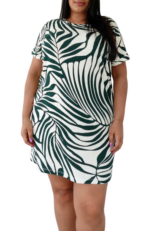 Sanctuary Perfect Tee Mix Floral Cotton Blend Minidress In Green