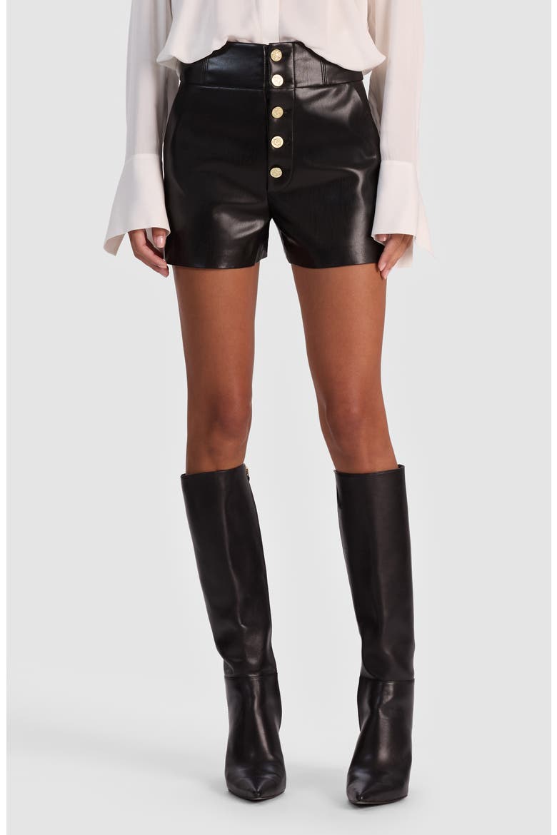 Baylor Faux Leather Shorts, Main, color, BLACK