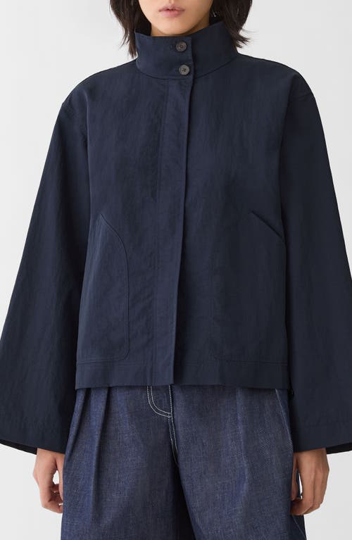 Lafayette 148 New York Calvary Twill Funnel Neck Jacket in Ink at Nordstrom, Size X-Small